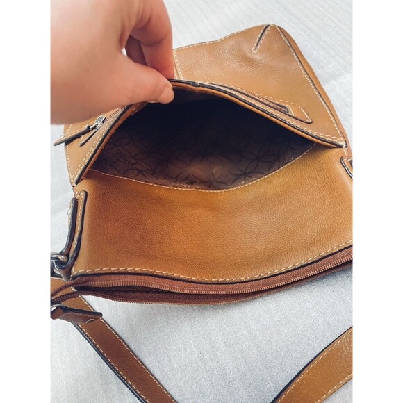 Fossil Y2K Pebbled Brown Leather Crossbody Messenger Bag Leather 10"x11" EUC - Picture 7 of 12